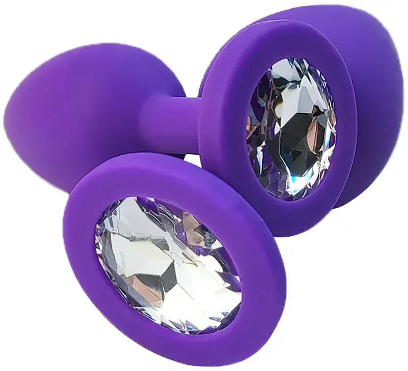 Silikonový anální kolík s čirým diamantem - S
