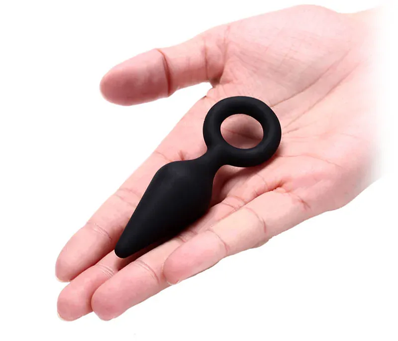 Silikonový anální kolík s očkem - S