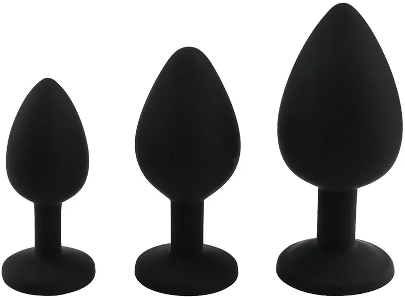 Silikonový anální kolík s červeným diamantem - M