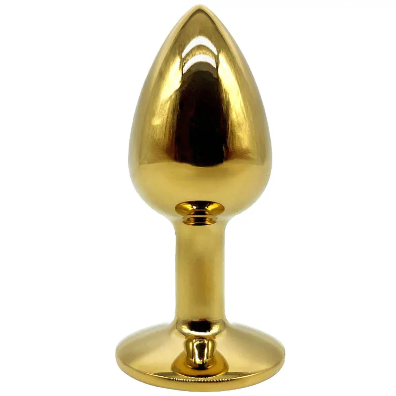 Zlatý anální kolík s růžovým diamantem - S