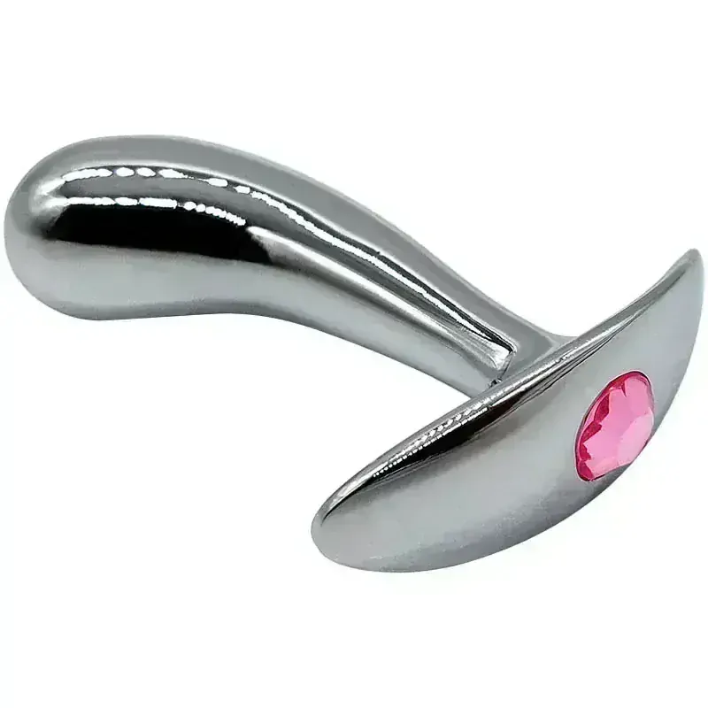 Zahnutý kovový anální kolík - S (náhodná barva šperku)