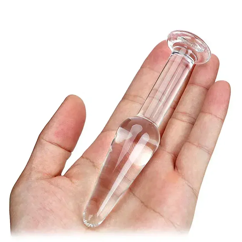 Dlouhý a úzký skleněný anální kolík - M