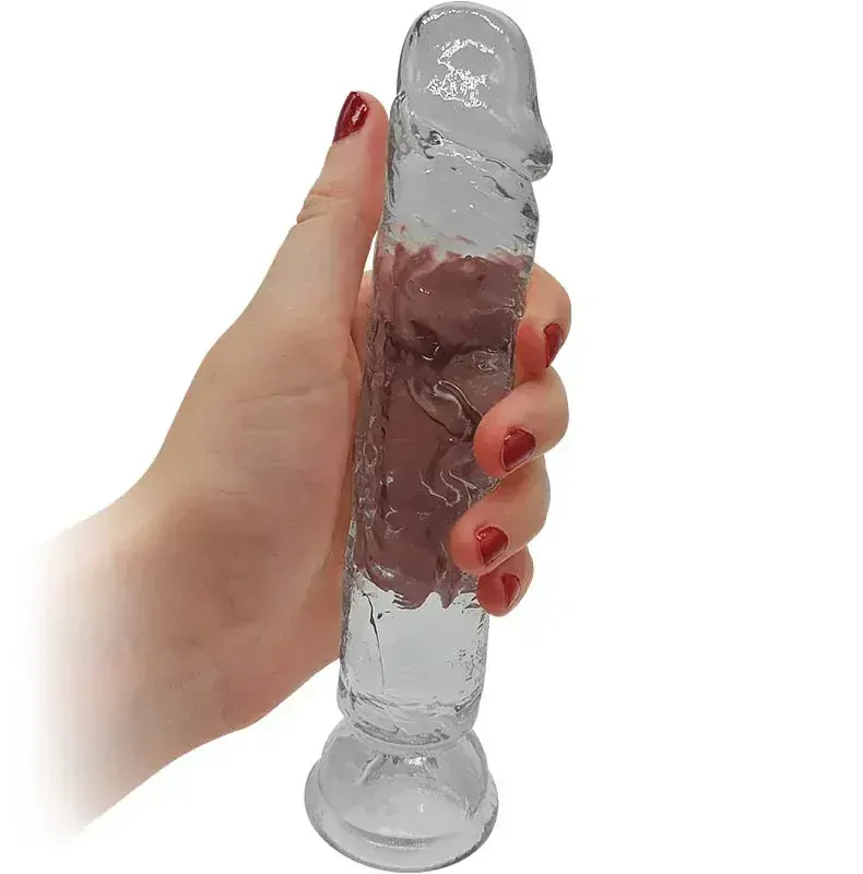 Transparentní dildo s přísavkou - 17 cm