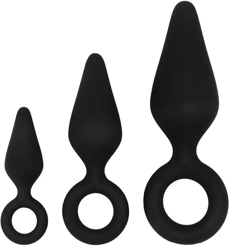 Silikonový anální kolík s očkem - S