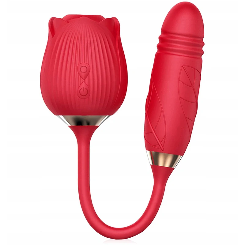Multifunkční vibrátor s podtlakovým sáním klitorisu a přirážejícím pohybem Rose Sucking & Thrusting Vibrator