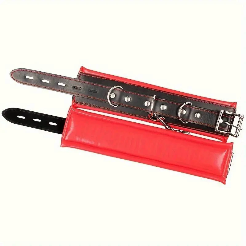 Erotická kožená pouta na ruce - černo-červená