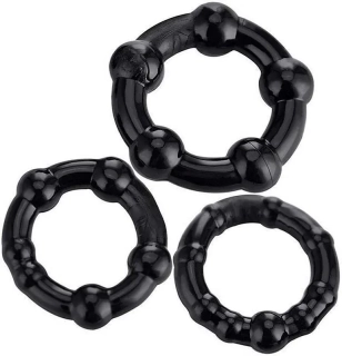Sada 3 erekčních kroužků s kuličkami