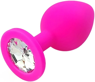 Silikonový anální kolík s čirým diamantem - M