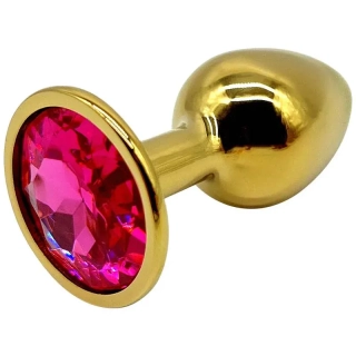 Zlatý anální kolík s růžovým diamantem - S