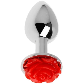 Kovový anální kolík s růží - S
