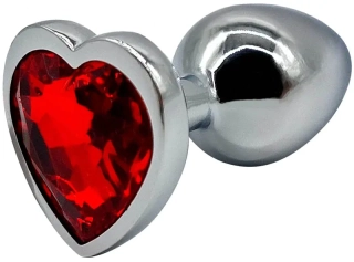 Kovový anální kolík s diamantem ve tvaru srdce - S