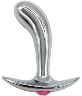 Zahnutý kovový anální kolík - S (náhodná barva šperku)