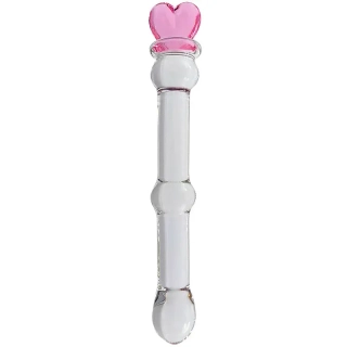 Skleněné dildo se srdíčkem - 17 cm