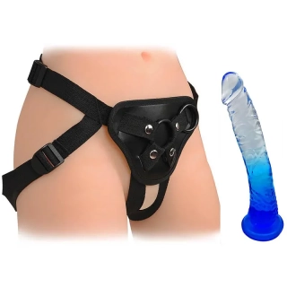 Strap-on s dvoubarevným penisem - 21 cm