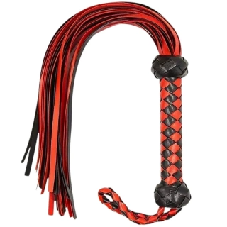 Proplétaný kožený bičík - černo-červený