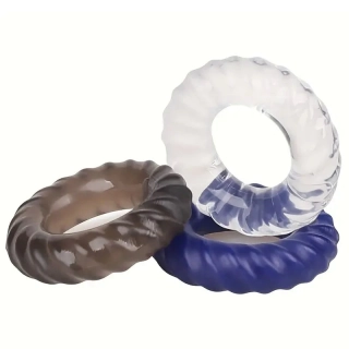 Set 3 pružných erekčních kroužků Wavy Cock Rings